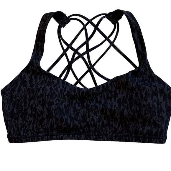 Lululemon Bra Free To Be Wild Womens 6 Black Camo A/B Cup Padded Light Support - Picture 1 of 8